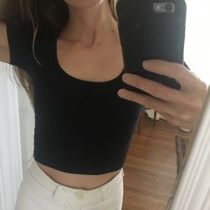 Black Cotton Blend Short Sleeve Crop-top 1990s